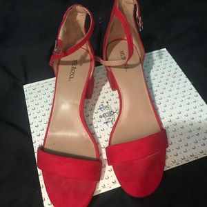Red short target heels